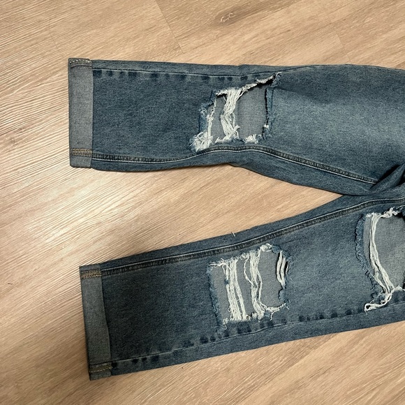 PETITE high waist ripped straight leg jeans - Picture 2 of 5